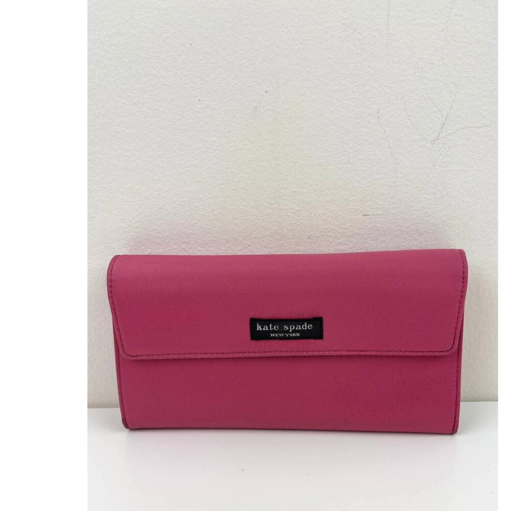 VTG Kate Spade Bubblegum Pink Foldover Clutch Wallet Barbiecore Card Money Y2K - Picture 10 of 10